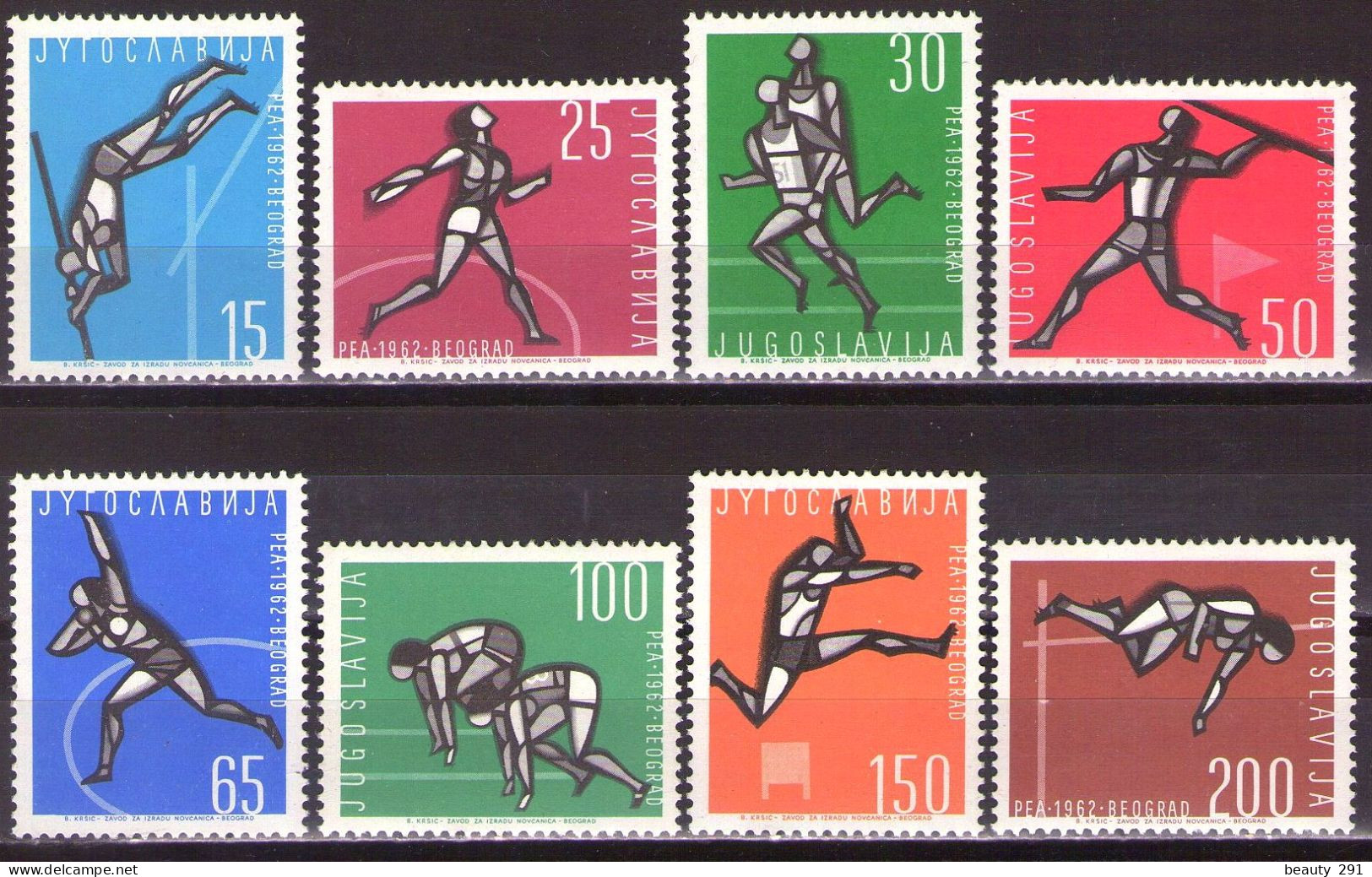 Yugoslavia 1962 - Sport, European Championship In Atletics - Mi 1016-1023 - MNH**VF - Neufs