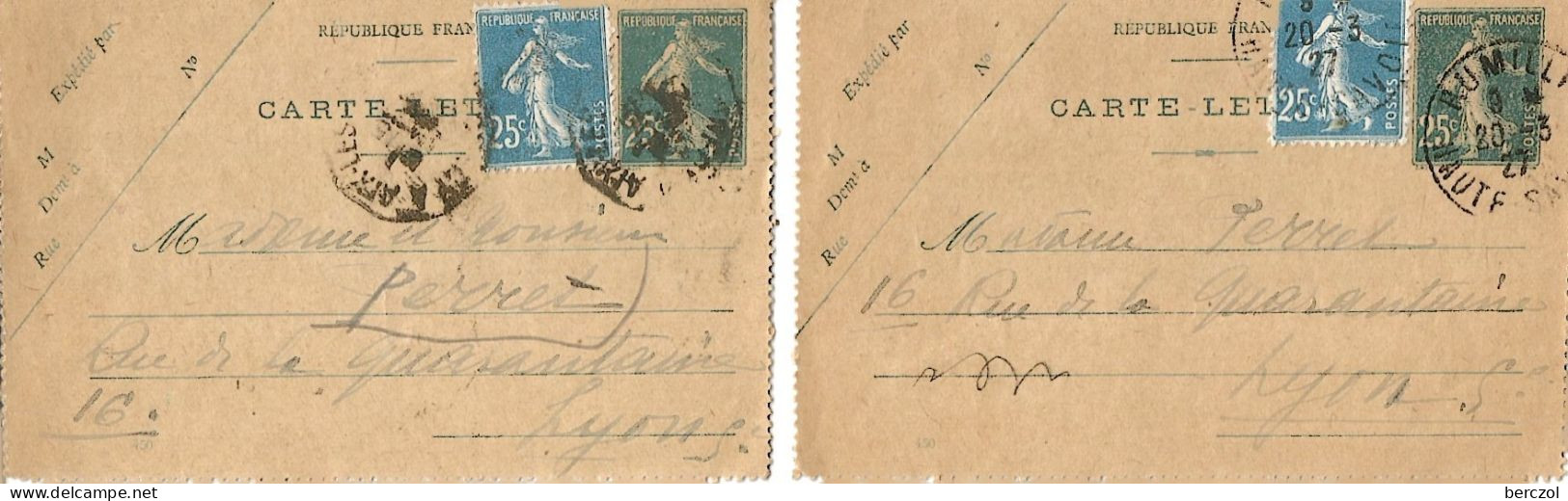 FRANCE ANNEE1907/1939 LOT DE 2 ENTIERS TYPE SEMEUSE CAMEE N° 140 CL1  TB DATE : 450 - Letter Cards