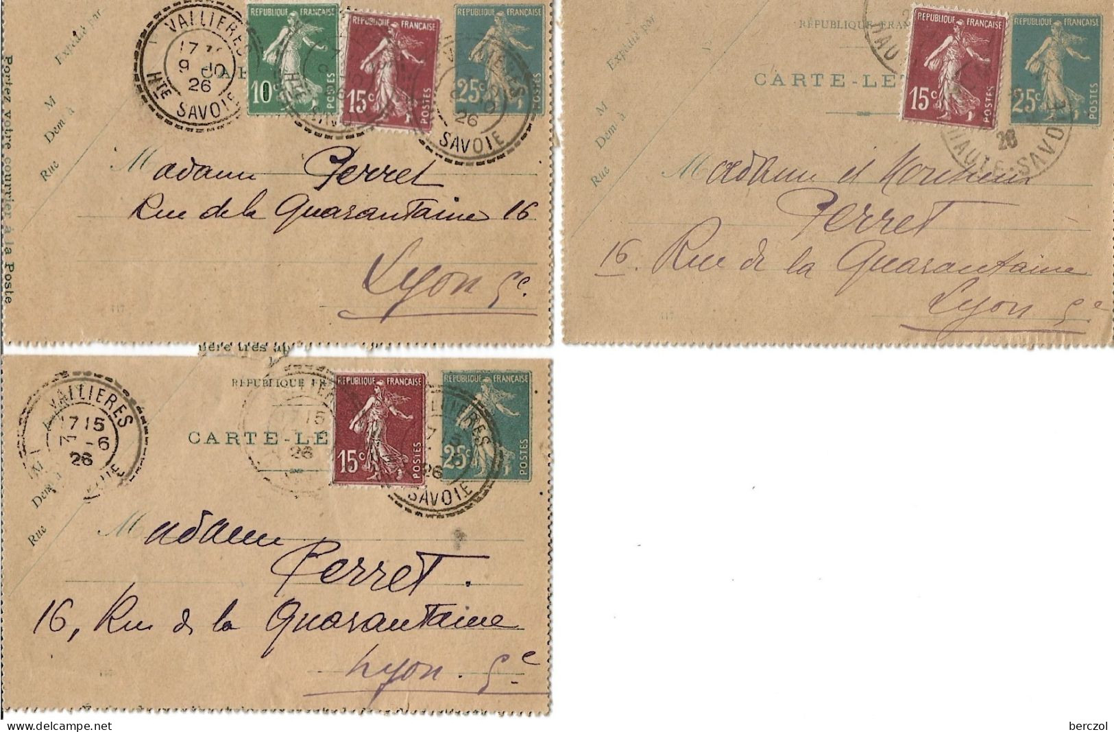 FRANCE ANNEE1907/1939 LOT DE 3 ENTIERS TYPE SEMEUSE CAMEE N° 140 CL1  TB DATE : 417 - Letter Cards