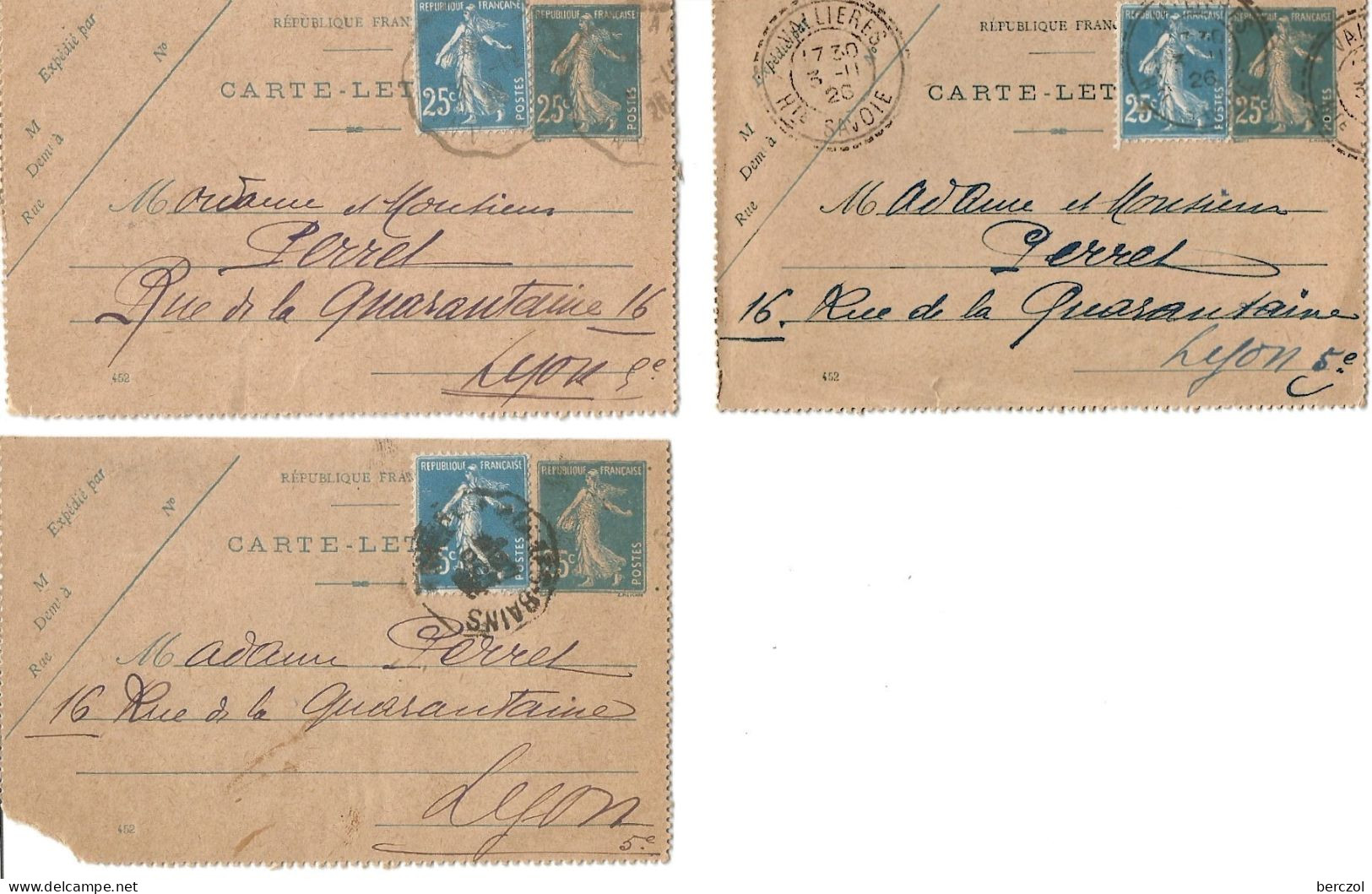 FRANCE ANNEE1907/1939 LOT DE 3 ENTIERS TYPE SEMEUSE CAMEE N° 140 CL1  TB DATE : 452  - Cartes-lettres