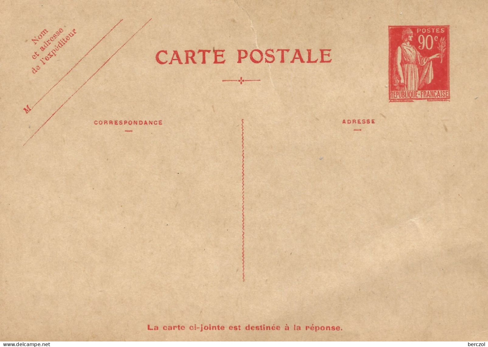 FRANCE ANNEE 1927 ENTIER TYPE PAIX N° 285 CPRP1  NEUF** MNH TB COTE 150,00 € - Cartes Postales Types Et TSC (avant 1995)