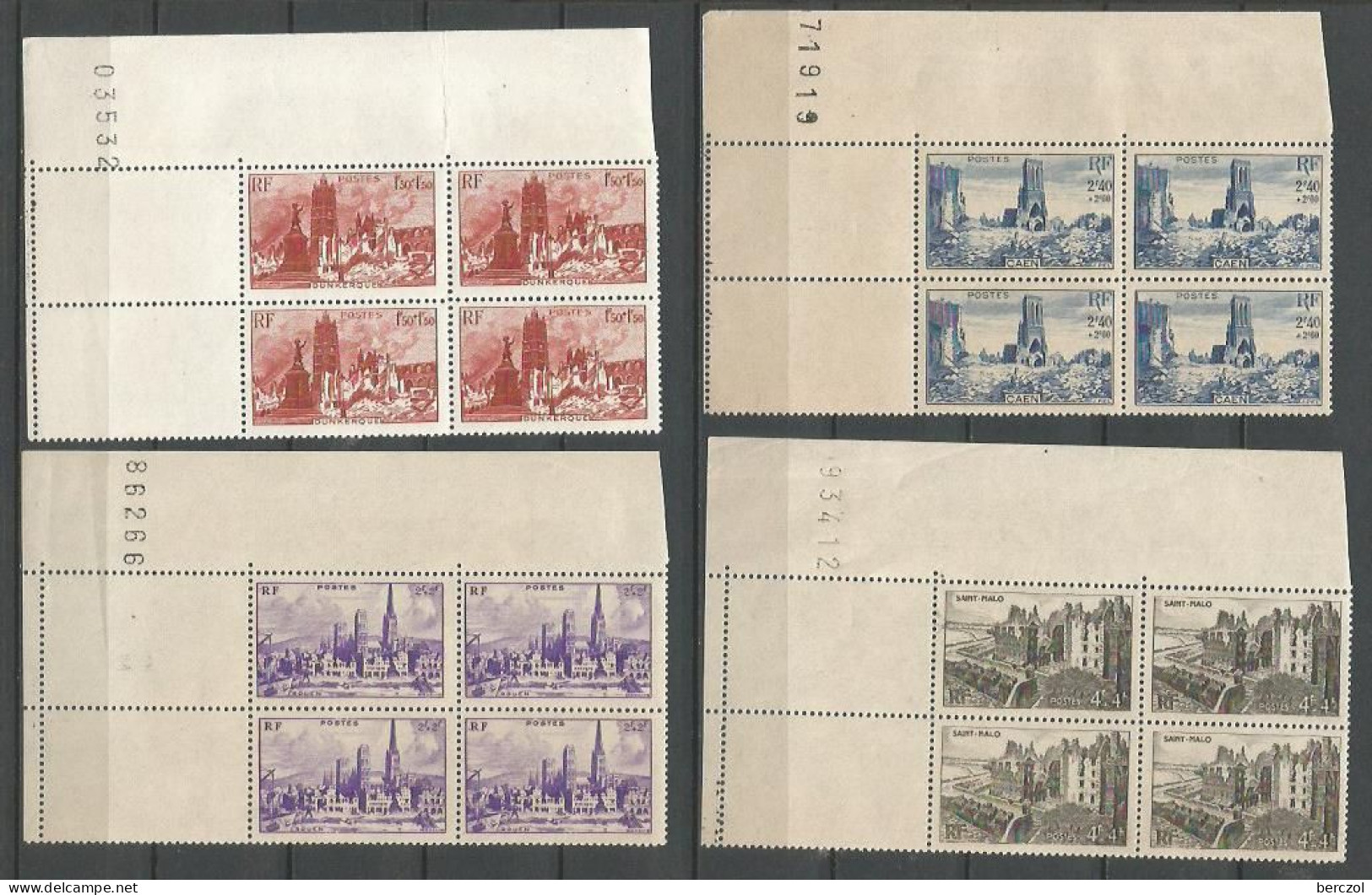 FRANCE ANNEE 1945 N°744 à 749,751,752 BLOCS DE 4 EX NEUFS** MNH TB COTE 19,60 €  - Unused Stamps