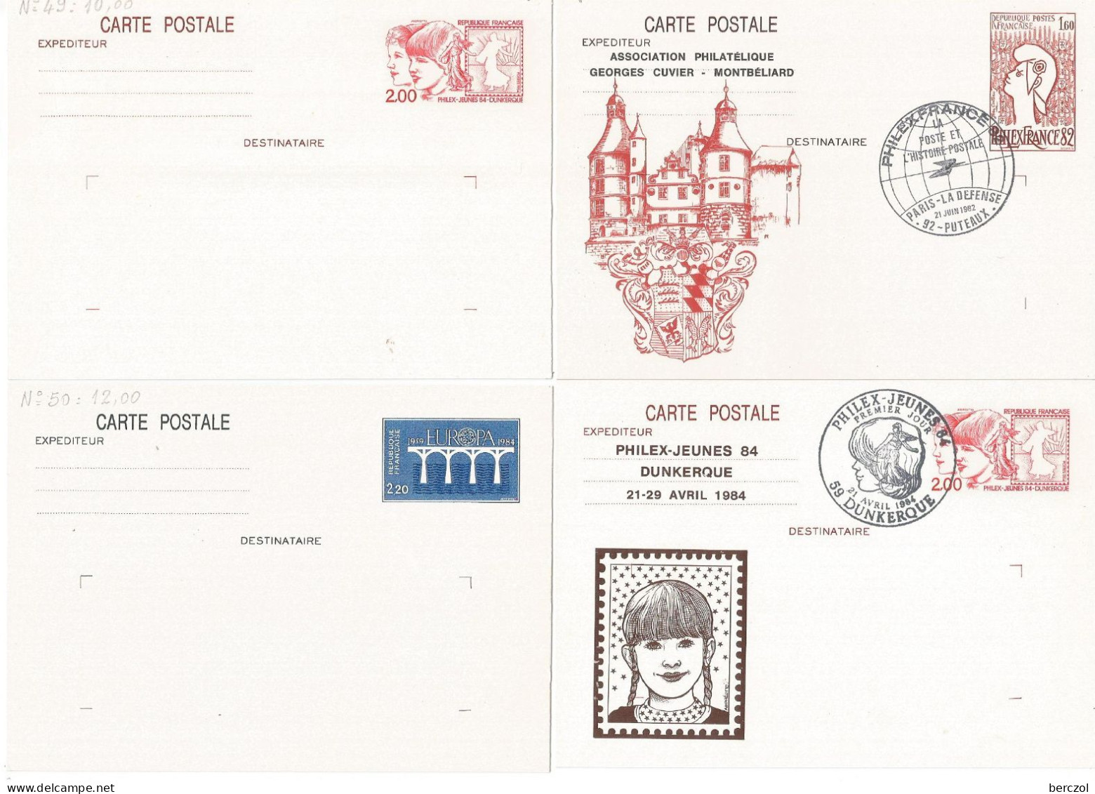 FRANCE ANNEE 1984/1993 LOT DE 52 ENTIERS CP,E, NEUFS ** ET OBLIT. TB VOIR SCANS POUR LE DETAIL DU LOT - Collections & Lots: Stationery & PAP