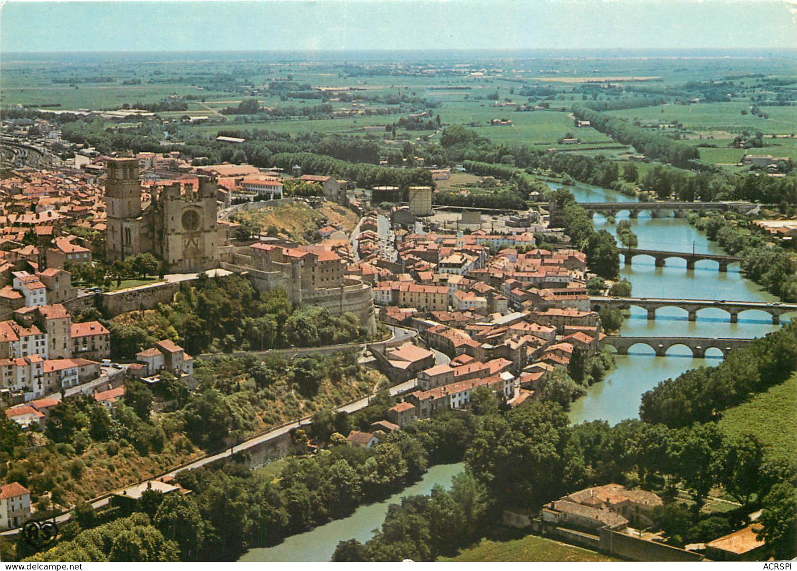 34 Beziers Vue Panoramique Aérienne Sur La Ville Et Cathédrale St Nazaire Dominant L'orbet Les Ponts   N° 20 \MM5020 - Beziers