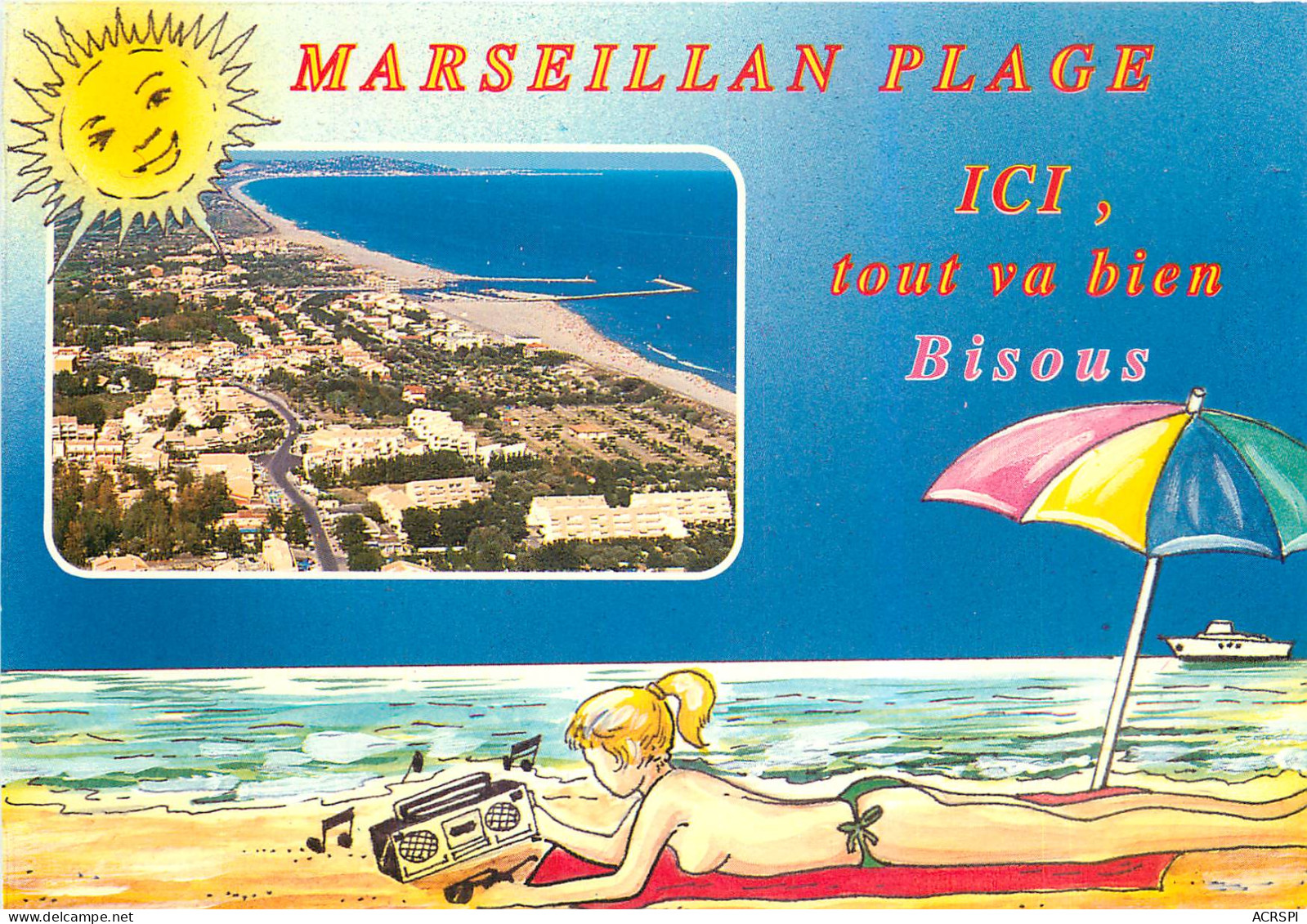 34 Marseillan Plage    Le Ciel Le Soleil Et La Mer Sont Là Ici Tous Va Bien Bisous   N° 18 \MM5026 - Marseillan