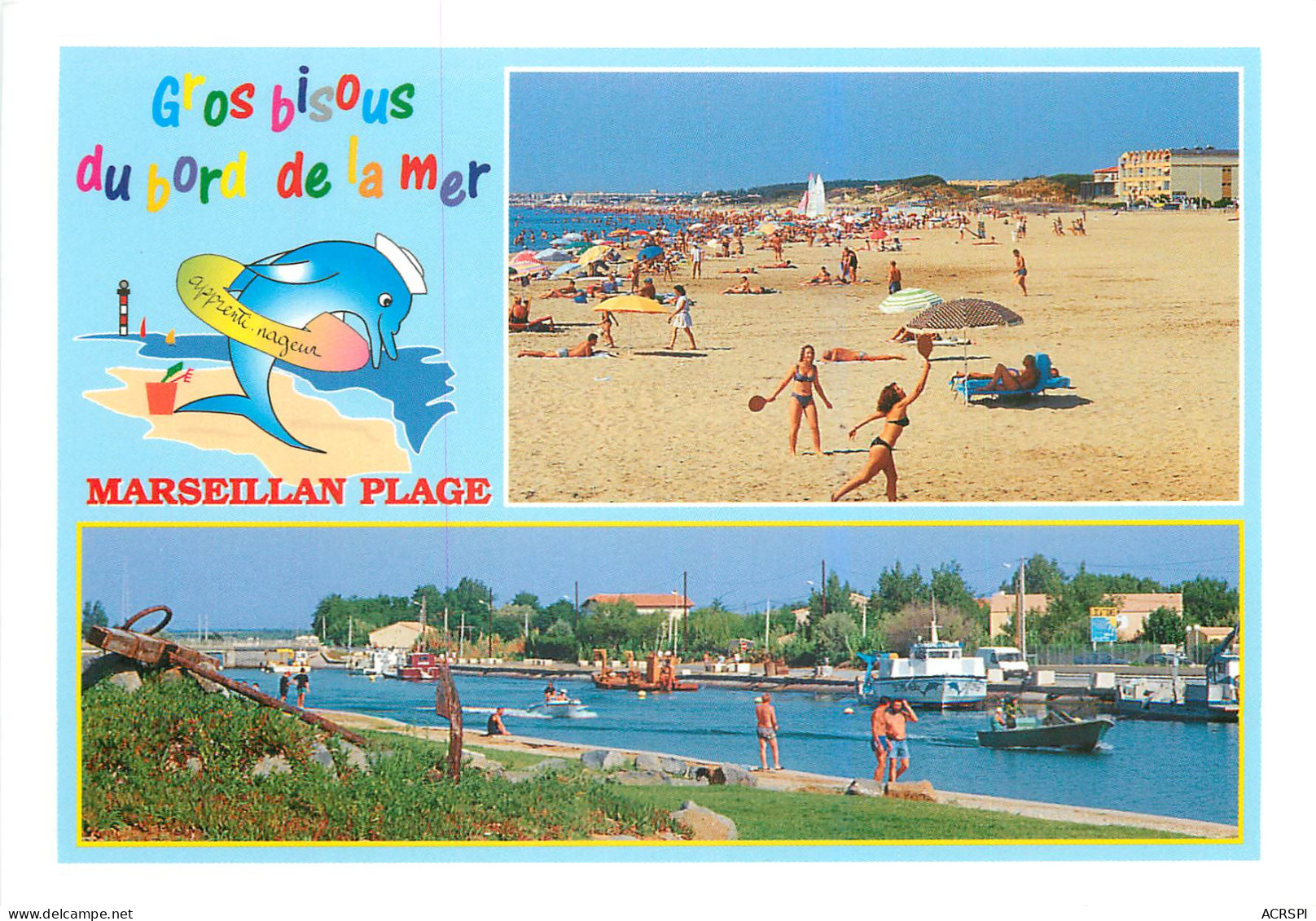 34 Marseillan Plage     Multivue  La Plage Et Le Canal Reliant L'étang De Thau à La Mer    N° 50 \MM5026 - Marseillan