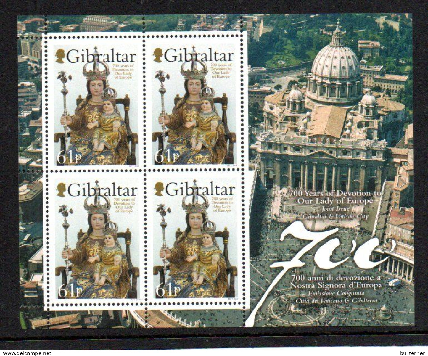 GIBRALTAR - 2009 - OUR LADY OF EUROPE SHEETLET OF 4  MINT NEVER HINGED  SG CAT £14 - Gibraltar