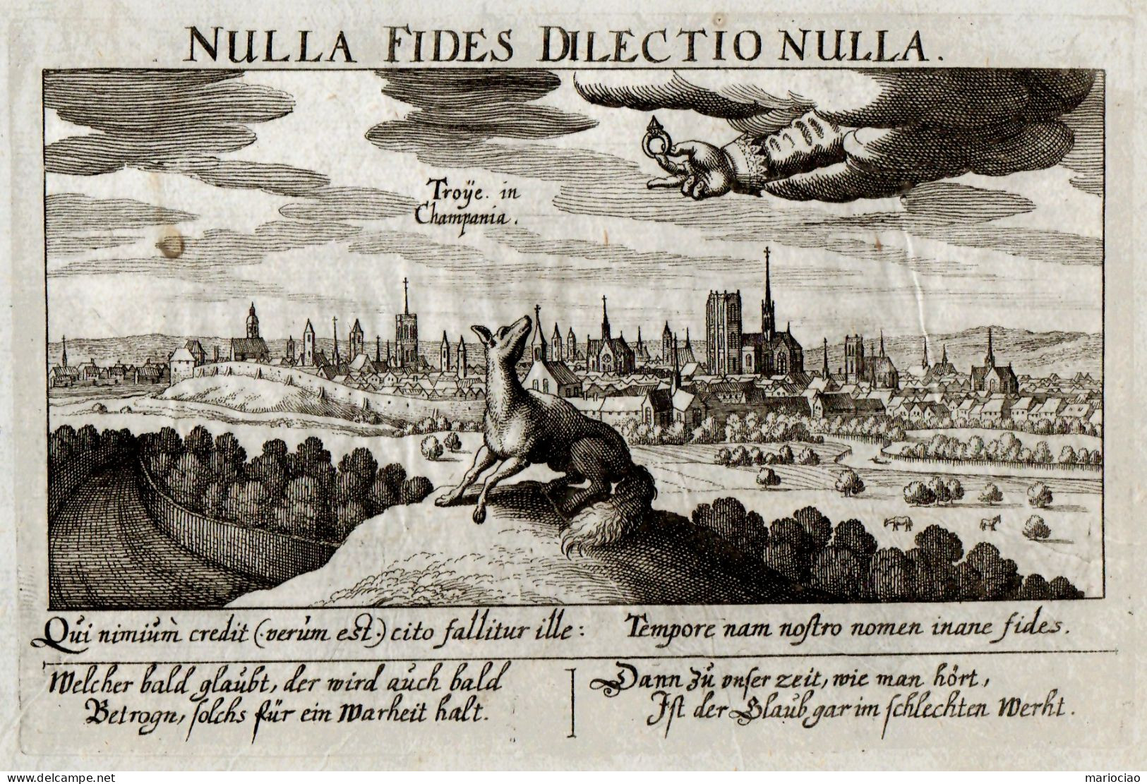 ST-FR TROYES AUBE 1678~ Troÿe In Champania Daniel Meisner - NULLA FIDES DILECTIO NULLA - Estampes & Gravures