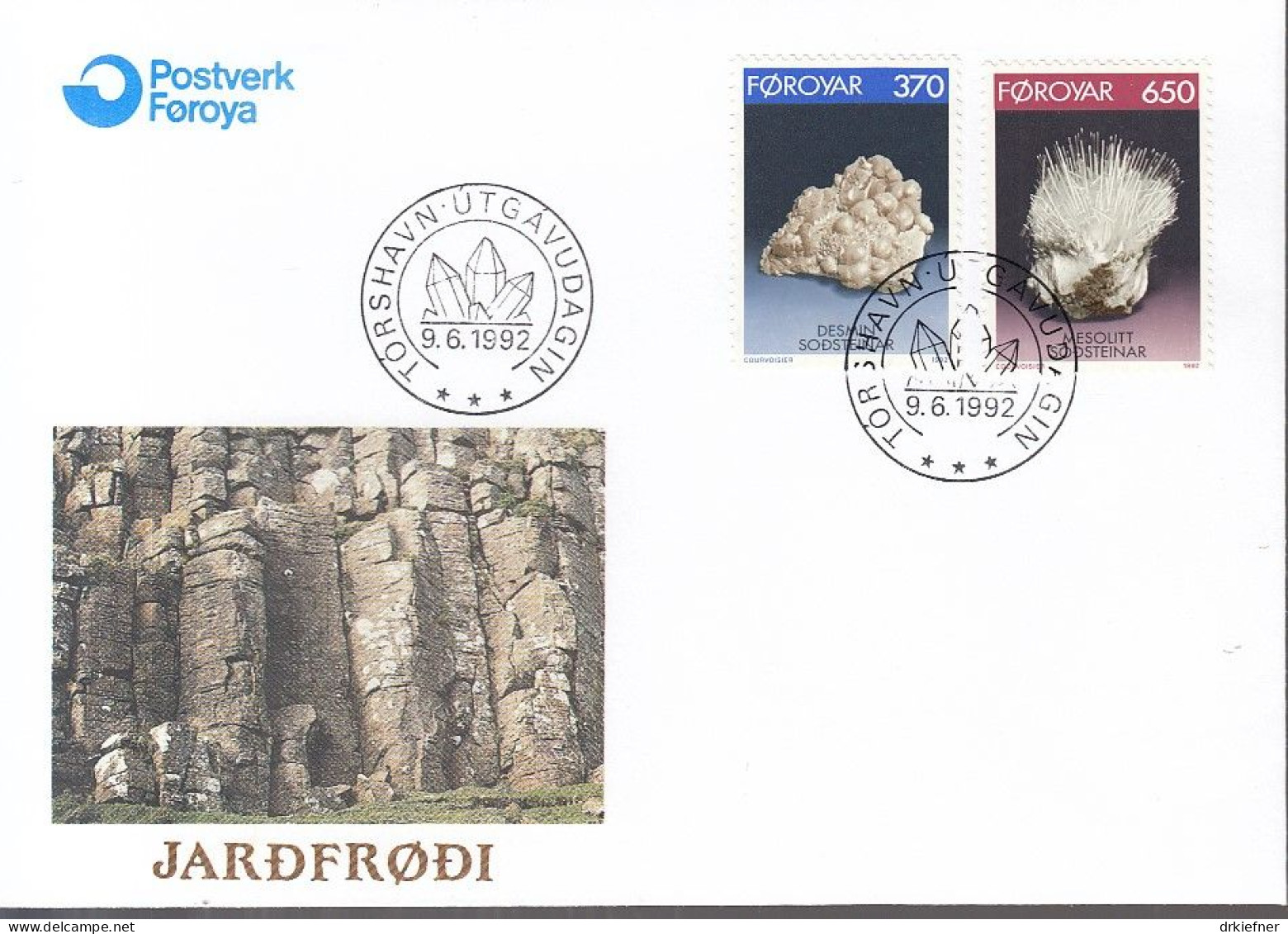 FÄRÖER  237-238, FDC, Mineralien, 1992 - Färöer Inseln