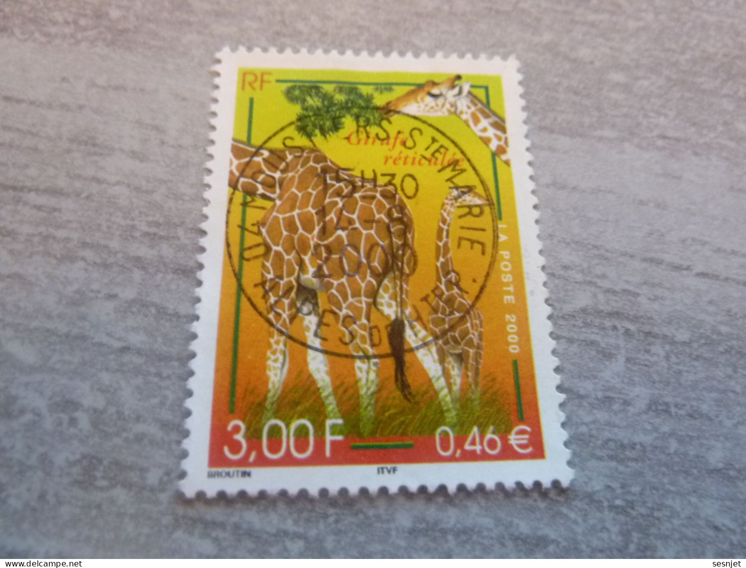 Girafe Réticulée - 3f. (0.46 €) - Yt 3333 - Multicolore - Oblitéré - Année 2000 - - Giraffe