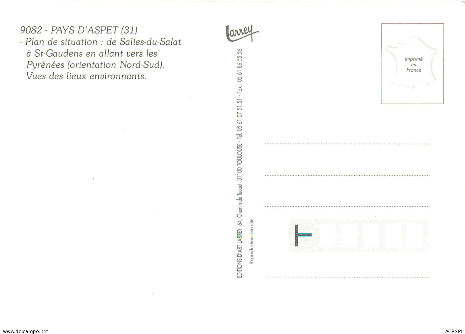  31  Pays D'aspet Saint Gaudens Plan De Situation Pyrénées Multivue   N° 33 \MM5043 - Saint Gaudens
