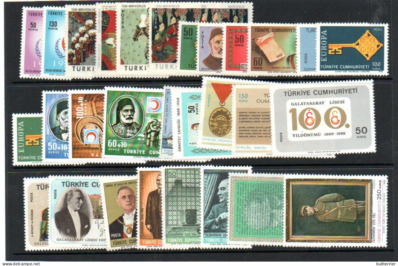 TURKEY -1968 - VARIOUS COMMEMORATIVES  MINT NEVER HINGED  SG CAT £39+ - Unused Stamps