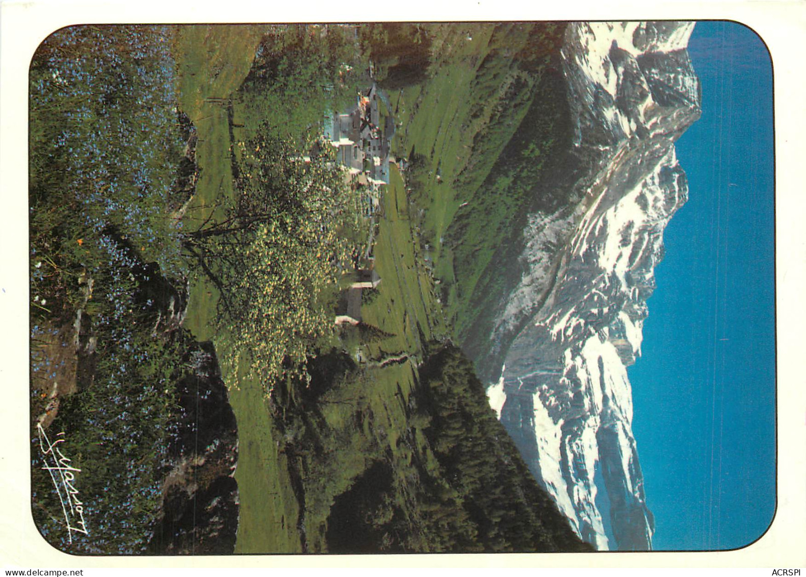 65  Gavarnie  Le Village Et L'église Des Neiges Les Murailles Du Marboré Et La Grande Cascade     N° 60\MM5050 - Gavarnie