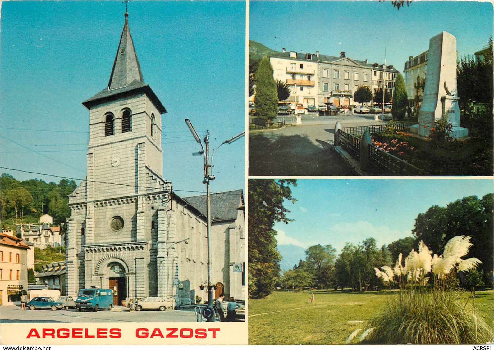 65 Argeles Gazost  L'église L'hôtel De Ville Le Parc Multivue        N° 5 \MM5053 - Argeles Gazost