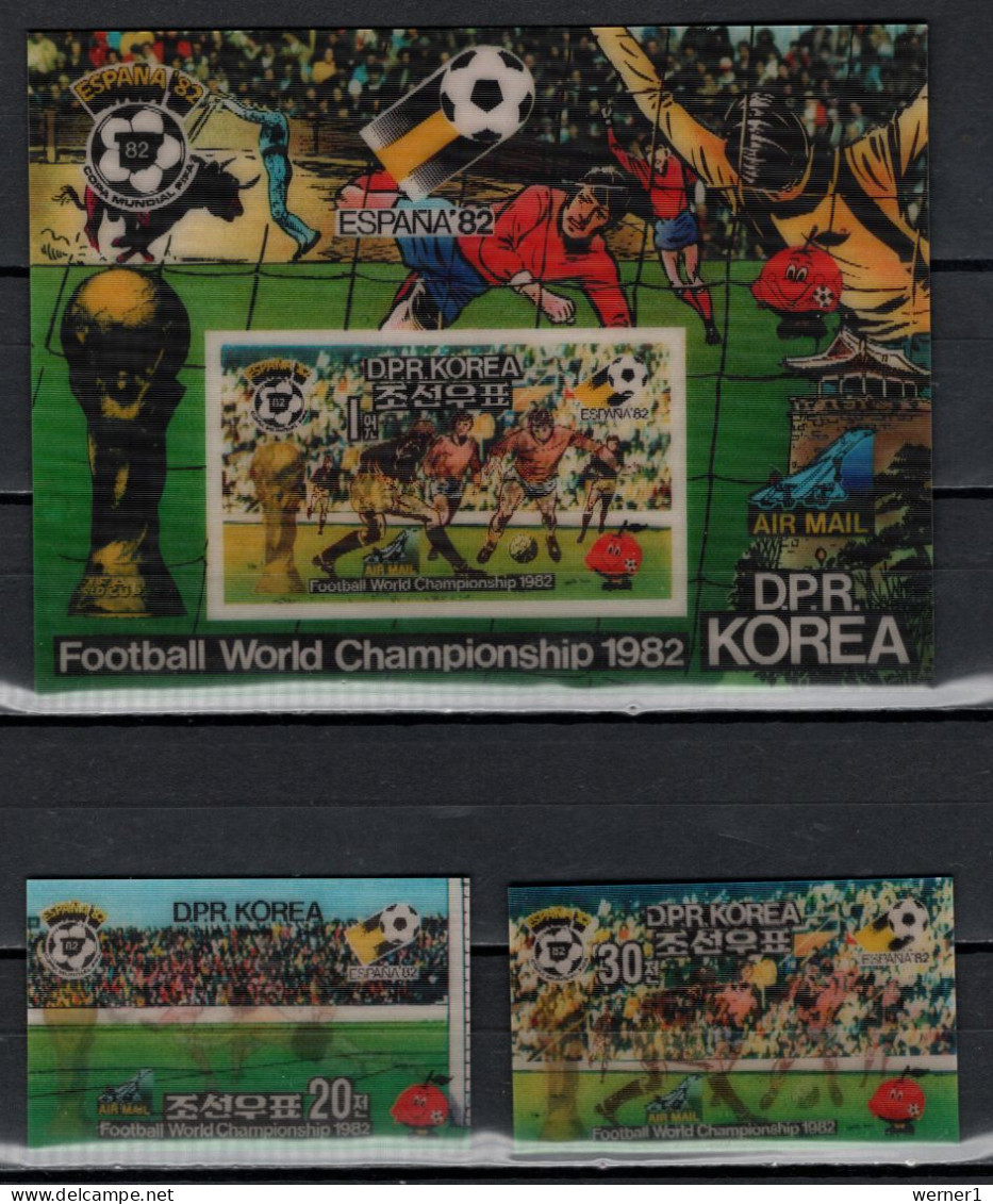 North Korea 1981 Football Soccer World Cup Set Of 2 + S/s 3-D MNH - 1982 – Spain