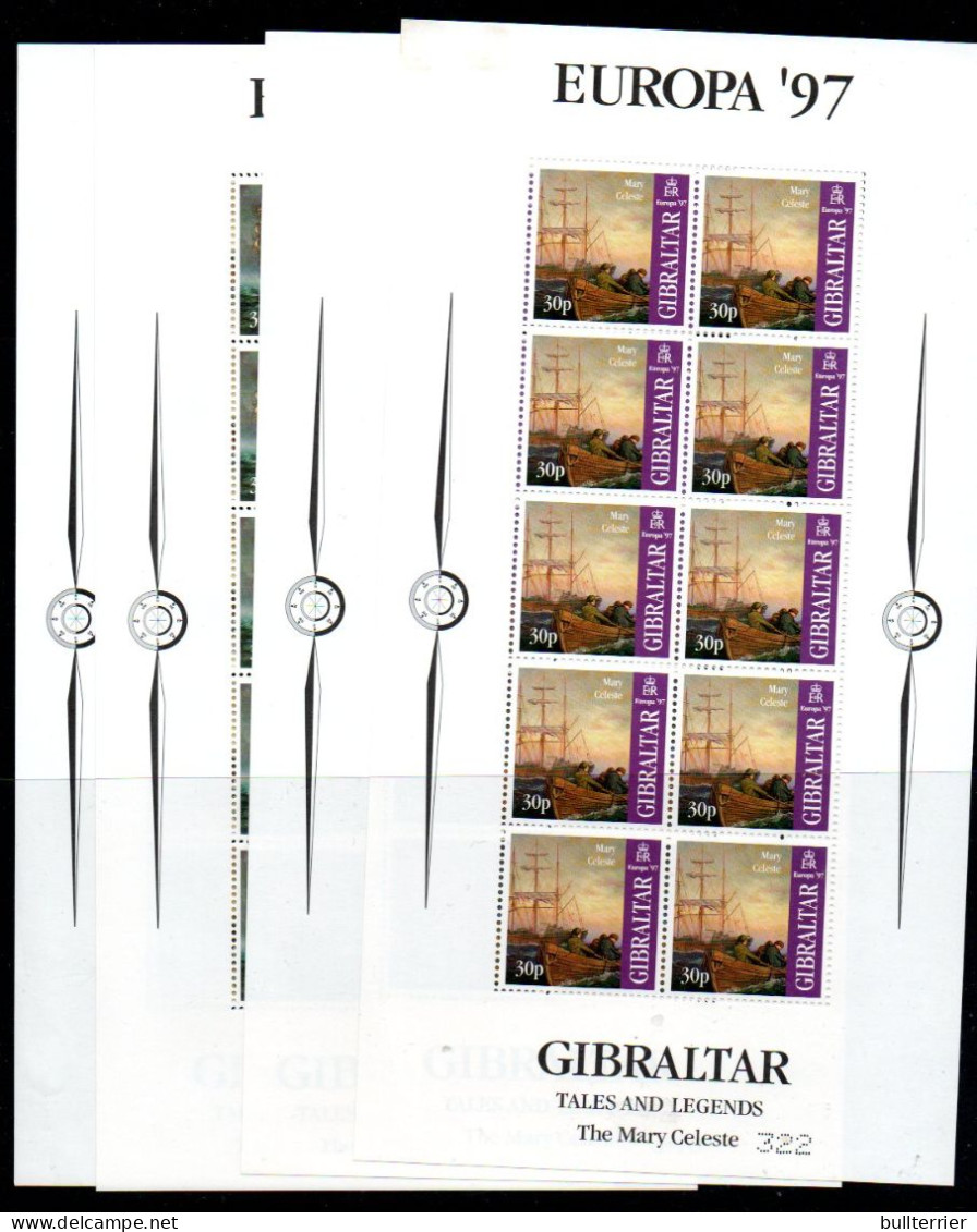 GIBRALTAR - 1997 - EUROPA SET OF 4 X SHEETLETS OF 10  MINT NEVER HINGED  SG CAT £56 - Gibraltar