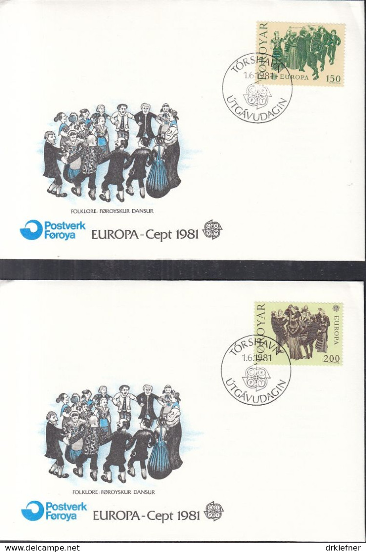 FÄRÖER  63-64, 2 FDC, Europa CEPT: Folklore, 1981 - Faeroër