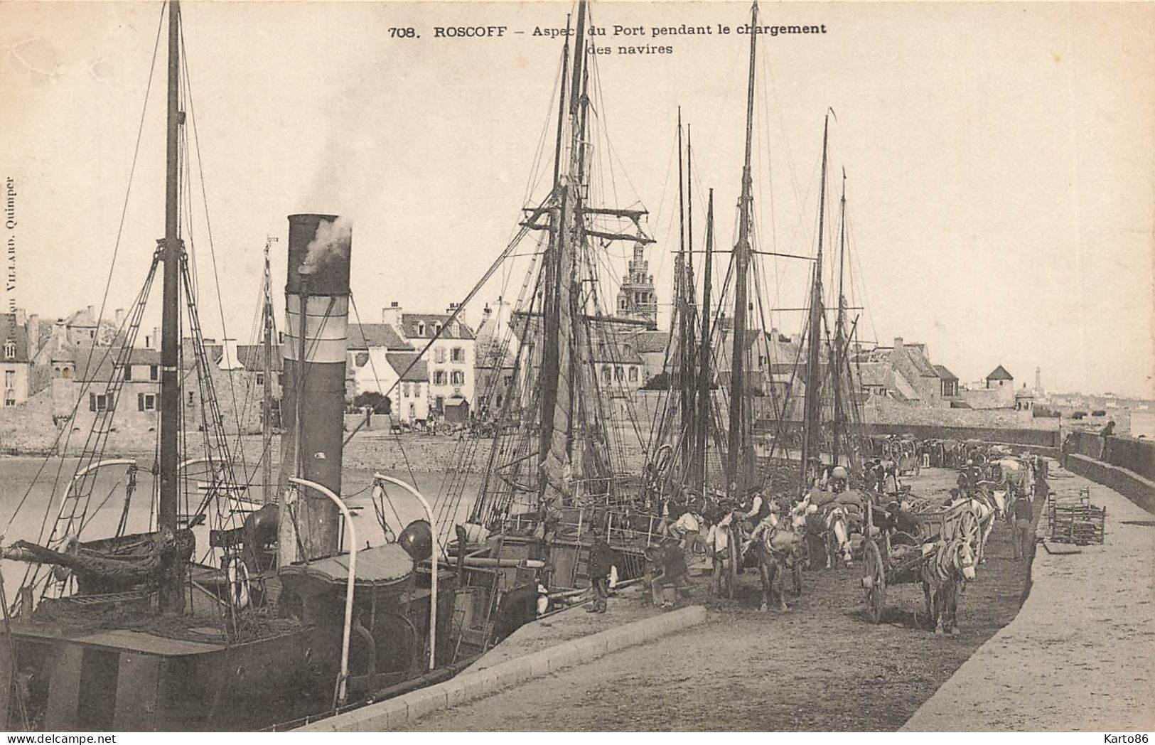 Roscoff * Aspect Du Port Pendant Le Chargement Des Navires * Attelages * Bateaux Voiliers Goëlettes - Roscoff