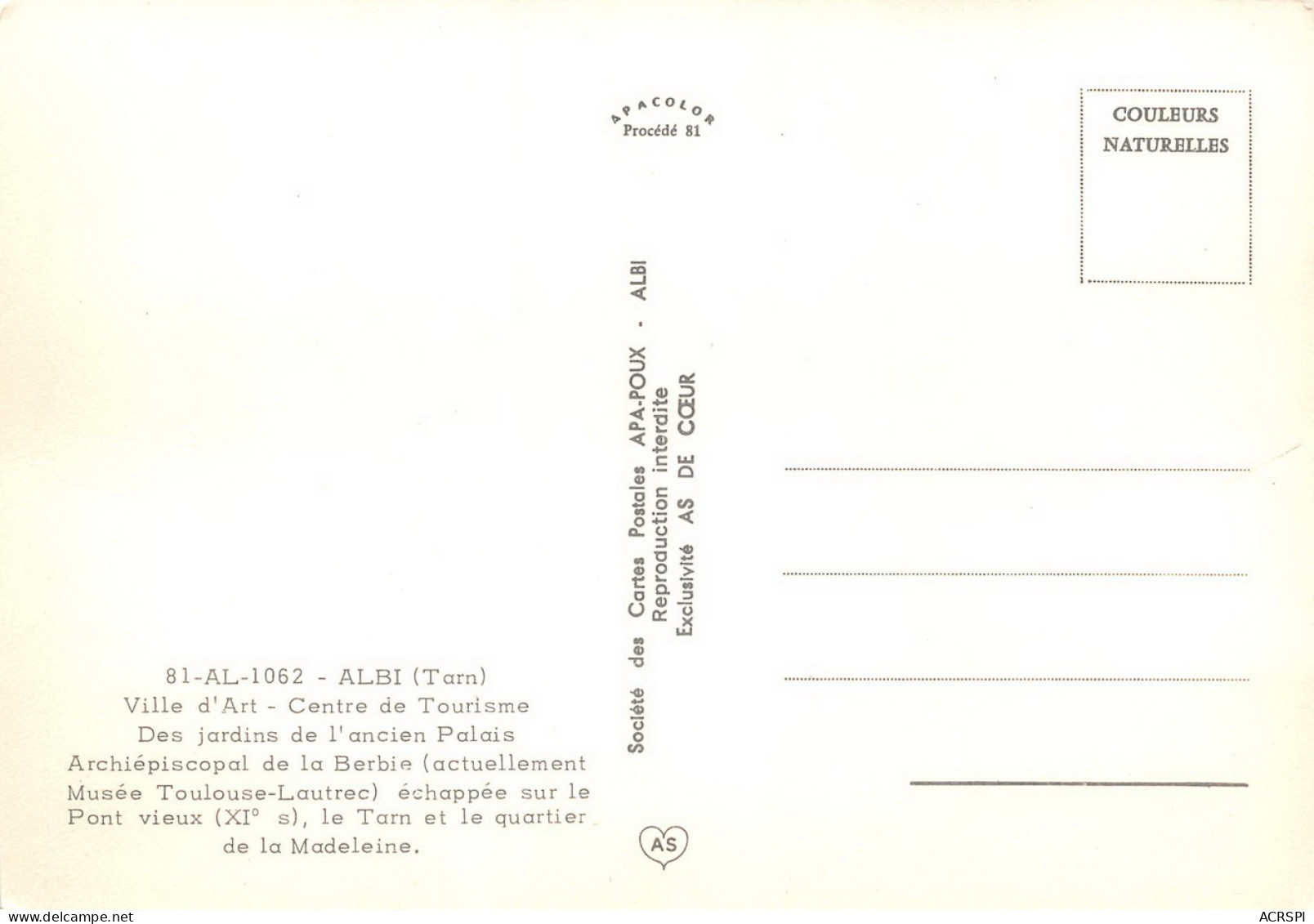 ALBI Des Jardins De L'ancien Palais    41 (scan Recto Verso)MH2910TER - Albi