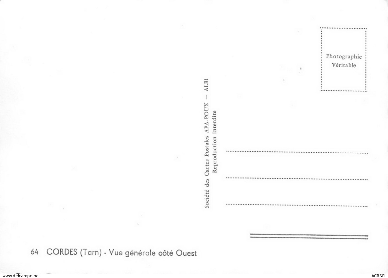 CORDES Vue Generale Cote Ouest 53  (scan Recto Verso)MH2910TER - Cordes