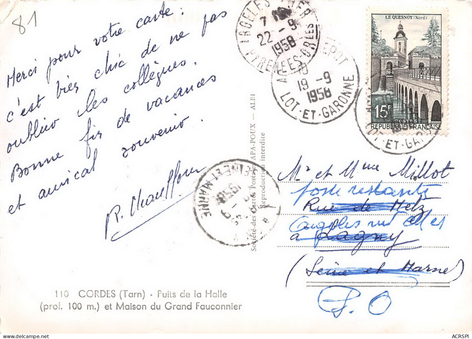 CORDES Puits De La Halle Et Maison Du Grand Fauconnier 54  (scan Recto Verso)MH2910TER - Cordes