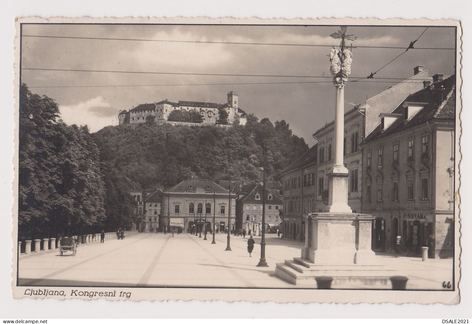 Slovenia Ljubljana Downtown And Castle View, Yugoslavia Era 1930s Photo Postcard RPPc AK Sent To Austria (1052) - Slovénie