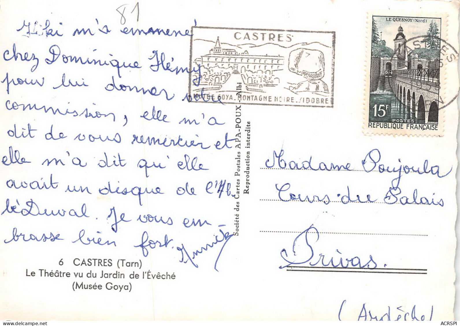 CASTRES Le Theatre Vu Du Jardin De L'eveche 65  (scan Recto Verso)MH2910TER - Castres