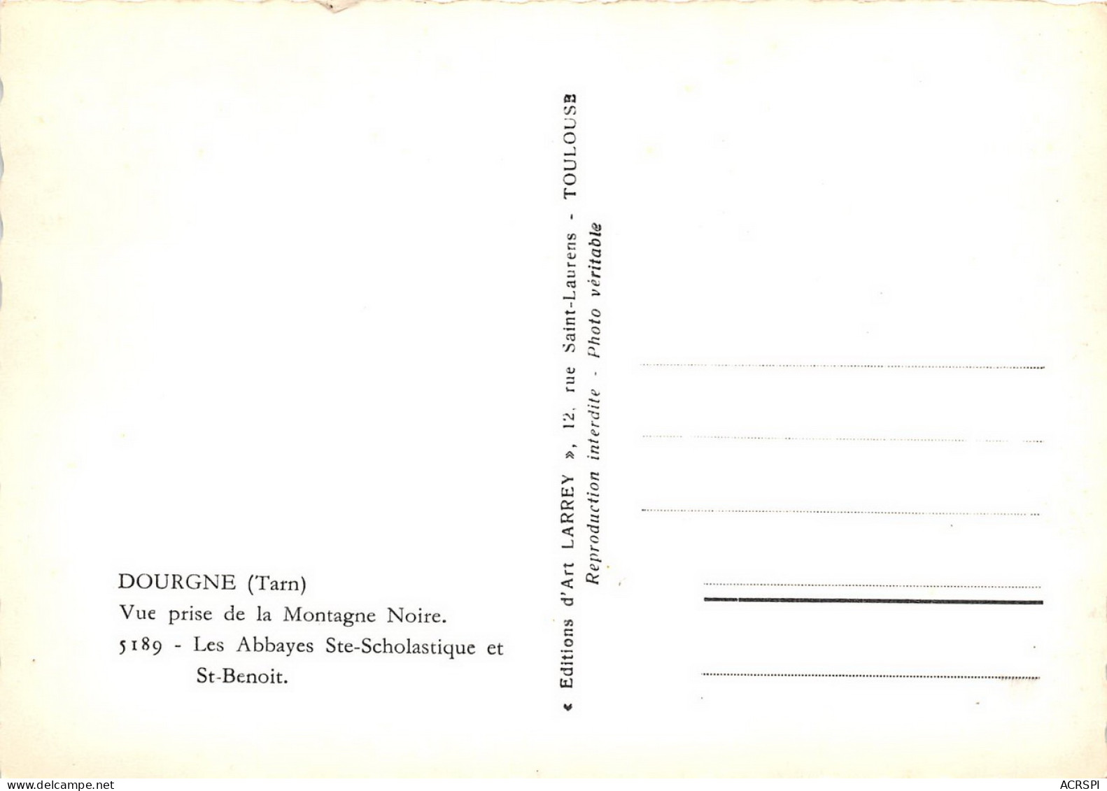 DOURGNE Vue Ptise De La Montagne Noire Abbaye Sainte Scholastique Et Saint Benoit 67   (scan Recto Verso)MH2910TER - Dourgne