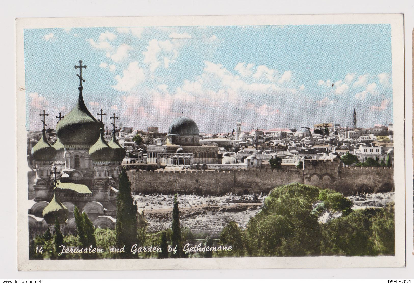 ISRAEL Jerusalem General View, Gethsemane Garden, Vintage Armenian Photo Postcard By GARBIS SEMERDJIAN RPPc AK (1043) - Israel