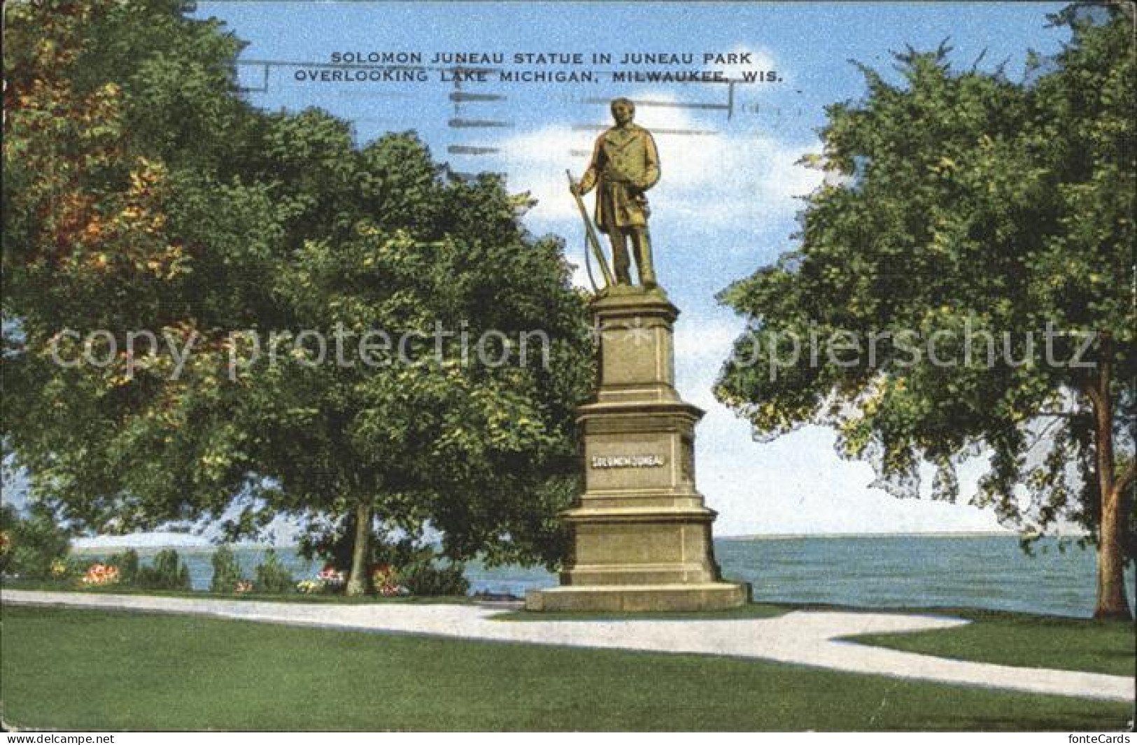 11694142 Milwaukee_Wisconsin Solomon Juneau Statue Juneau Park Lake Michigan - Other & Unclassified