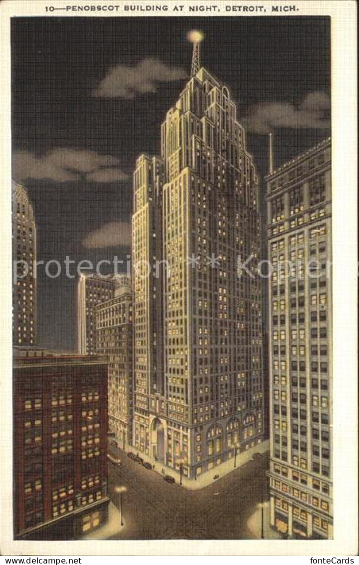 11693823 Detroit_Michigan Penobscot Building At Night Skyscraper - Andere & Zonder Classificatie