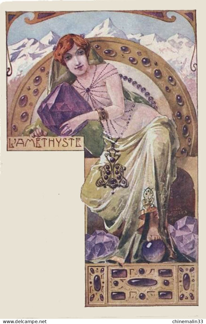 LESSIEUX SERIE DE 10 CARTES ART NOUVEAU LES PIERRES PRECIEUSES  BELLE ANIMATION REIMPRESSION DE CARTES ANCIENNES 9X14 - Lessieux