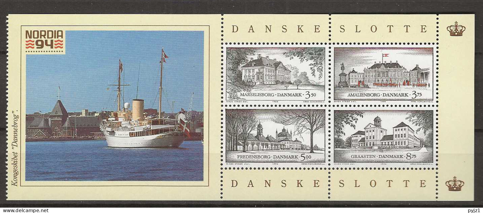 1994 MNH Denmark, Booklet Pane - Blocks & Sheetlets