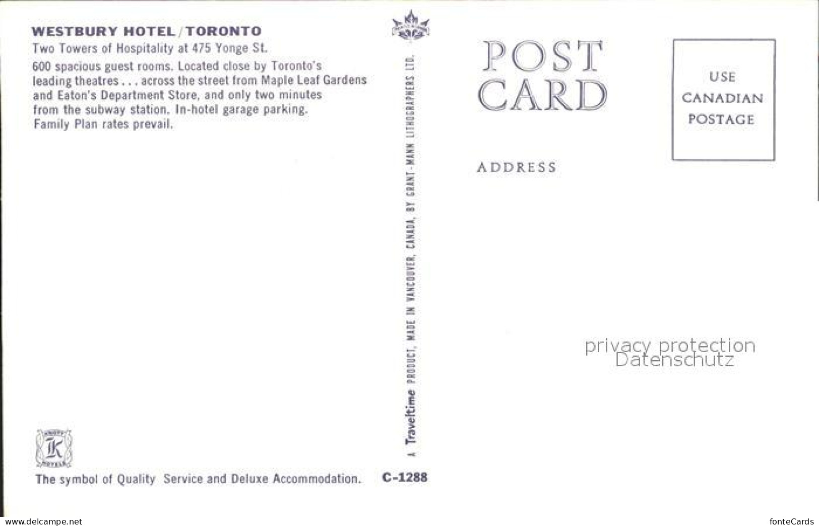 11693246 Toronto Canada Westbury Hotel  - Unclassified