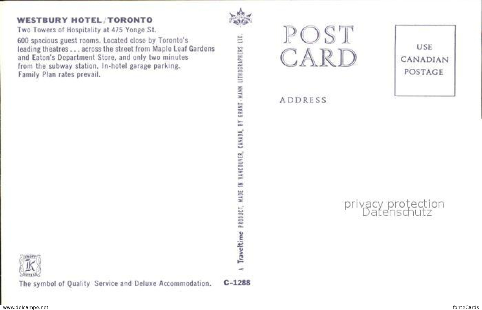 11693245 Toronto Canada Westbury Hotel  - Non Classés