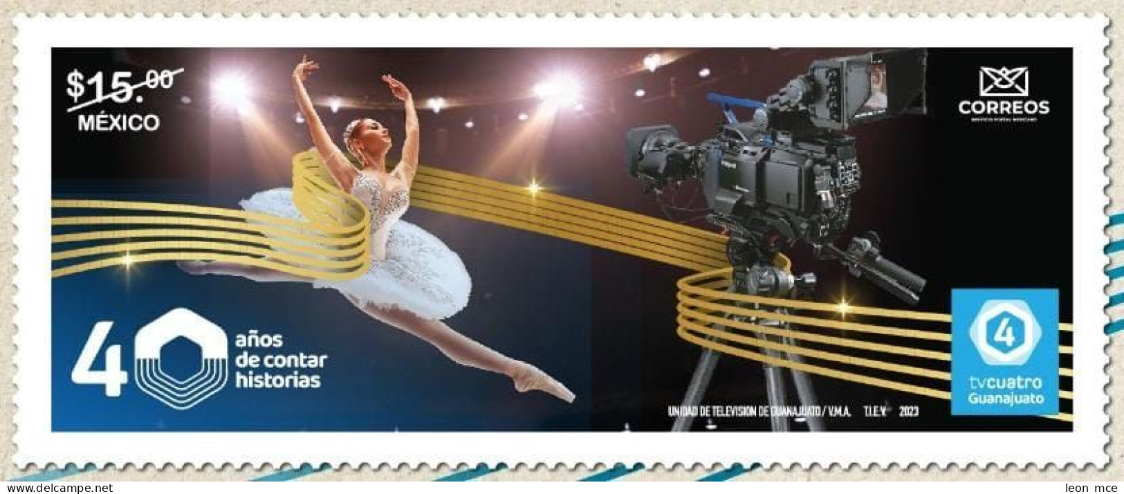 2023 MÉXICO TV4 Guanajuato: 40 Años Contar Historias, TV4 40 Years Of Telling Stories, BALLET DANCER, SELF-ADHESIVE SEAL - Messico