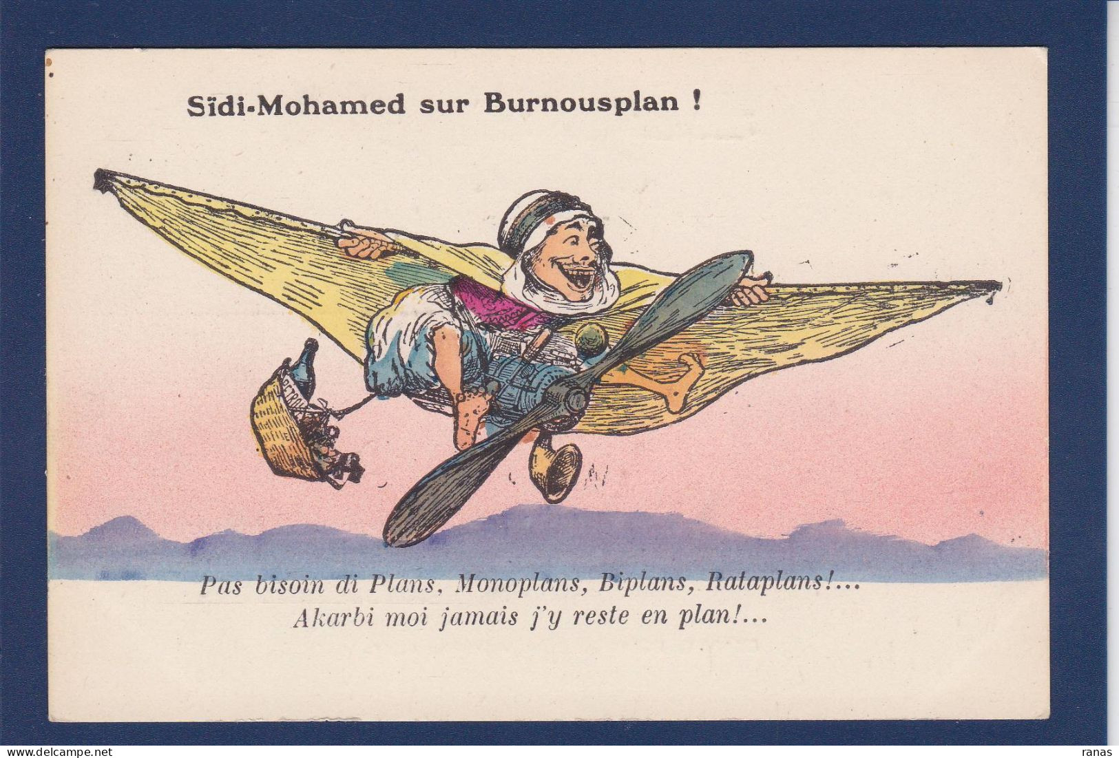 CPA CHAGNY Aviation Dessinateur Humour Non Circulée Illustrateur Arabe - Autres & Non Classés