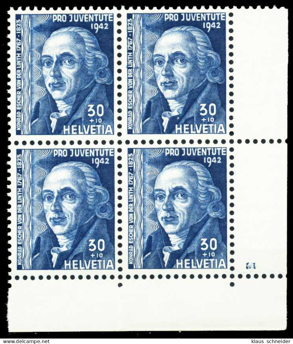 SCHWEIZ PRO JUVENTUTE Nr 415 Postfrisch VIERERBLOCK ECK X4FAD7A - Unused Stamps