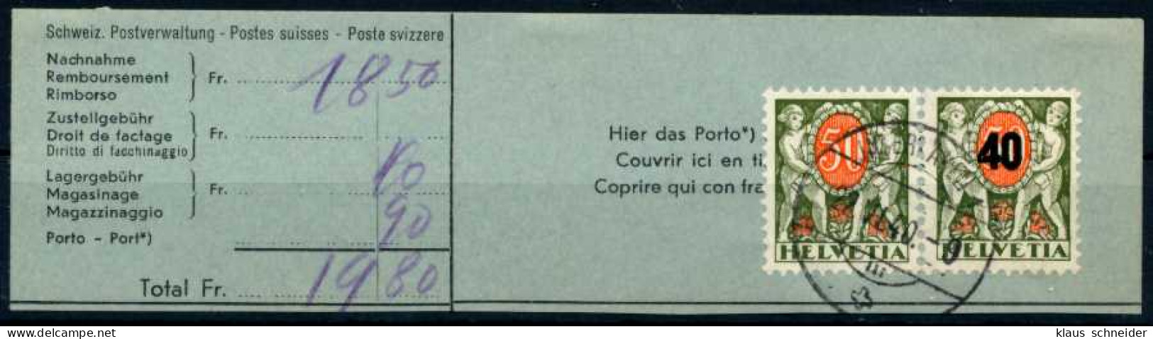 SCHWEIZ PORTO Nr 53 Und 49x Gestempelt Briefstück X6971C2 - Portomarken