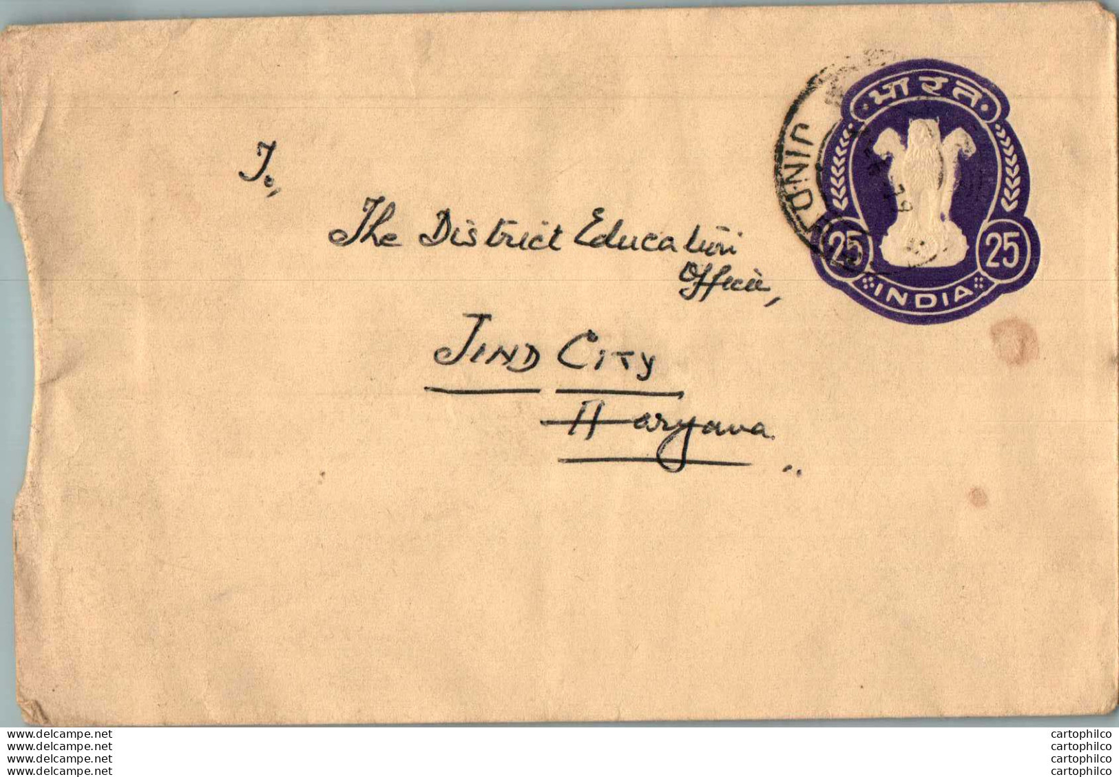 India Postal Stationery Ashoka Tiger 25 To Jind - Postales