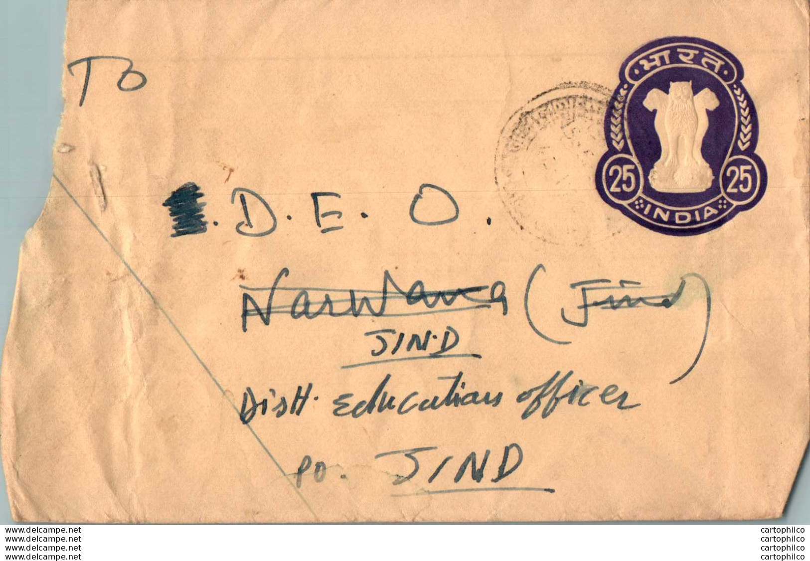 India Postal Stationery Ashoka Tiger 25 To Jind - Postkaarten