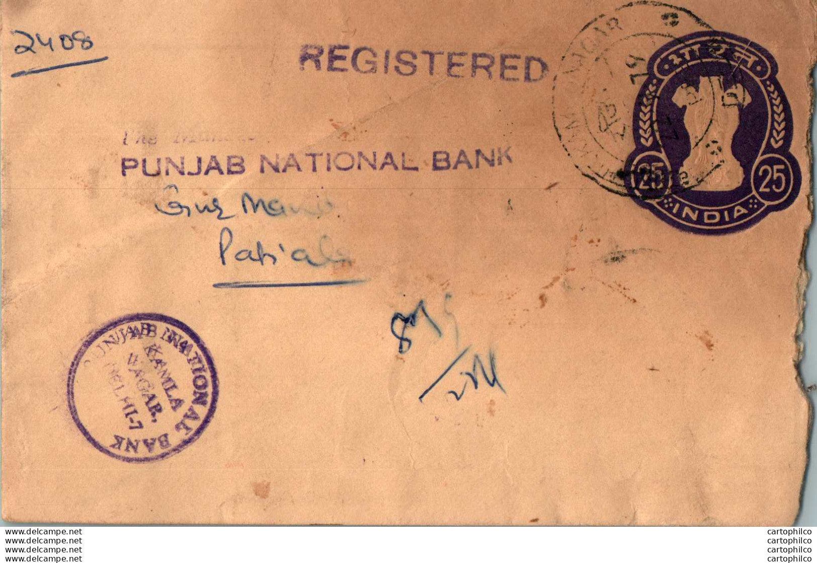 India Postal Stationery Ashoka Tiger 25 To Patiala Tiger Bird - Postcards