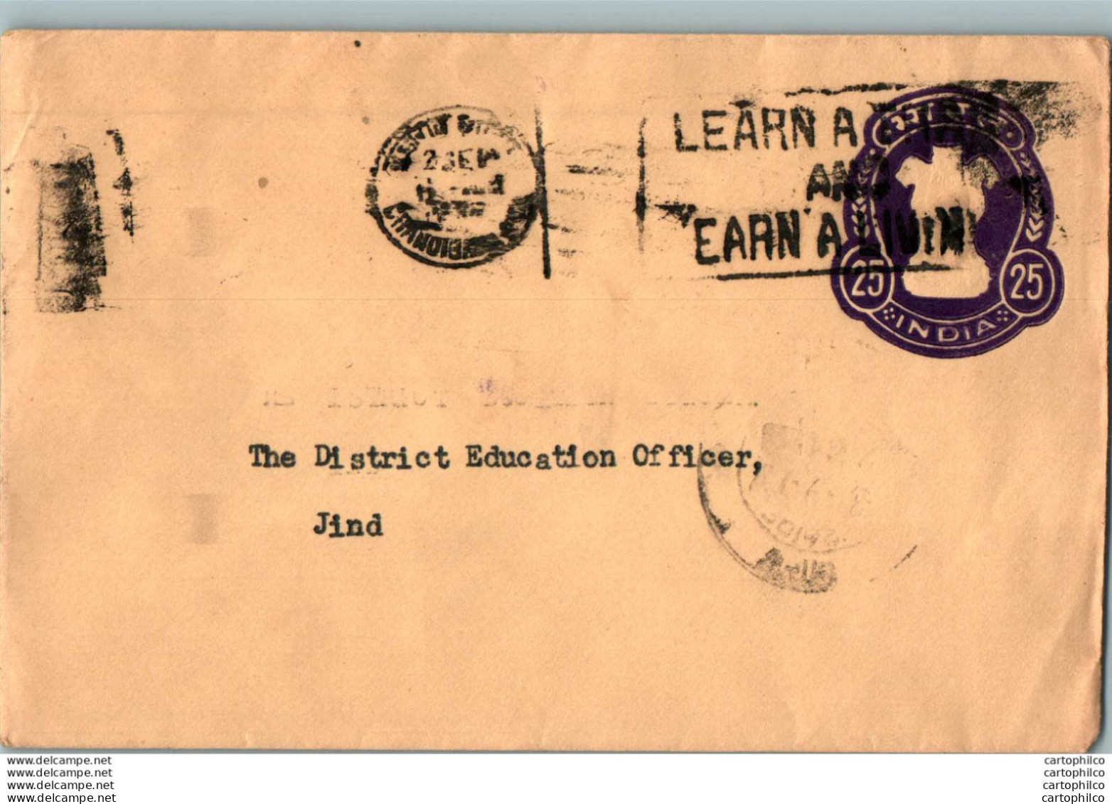 India Postal Stationery Ashoka Tiger 25 To Jind - Ansichtskarten