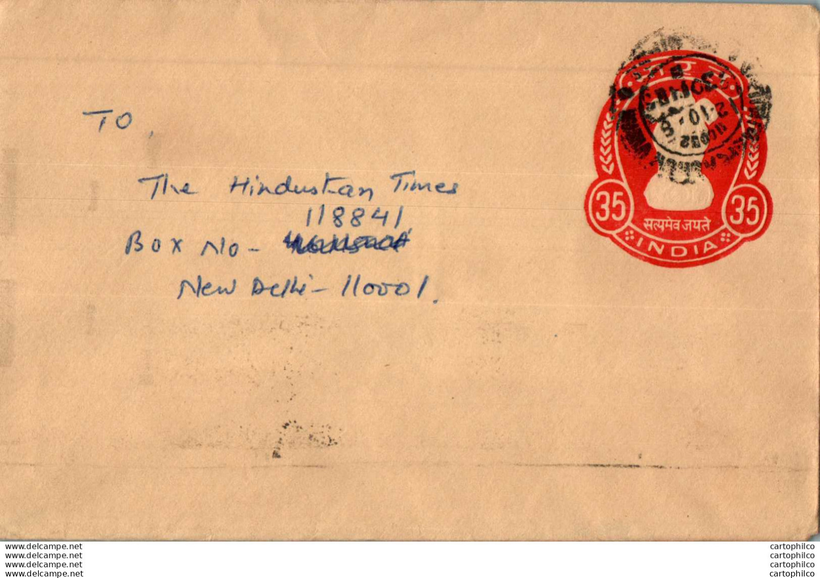 India Postal Stationery Ashoka Tiger 35 To New Delhi - Postkaarten