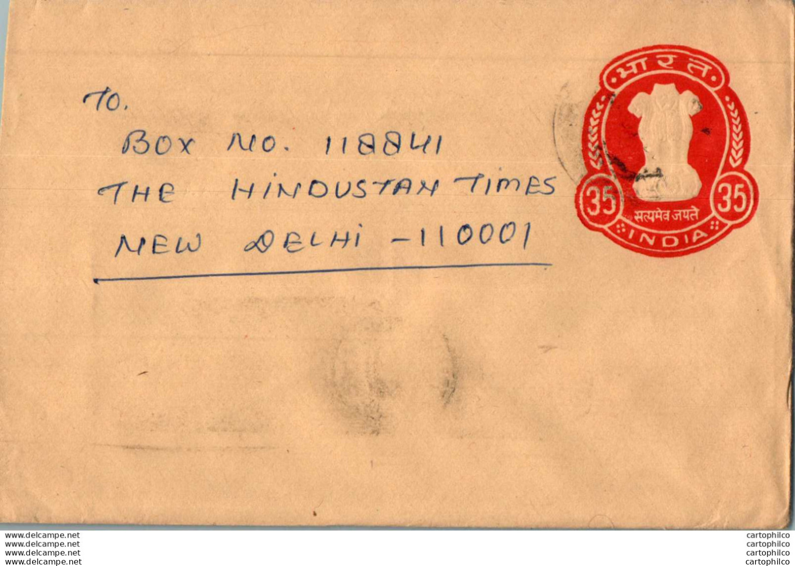 India Postal Stationery Ashoka Tiger 35 To New Delhi - Ansichtskarten