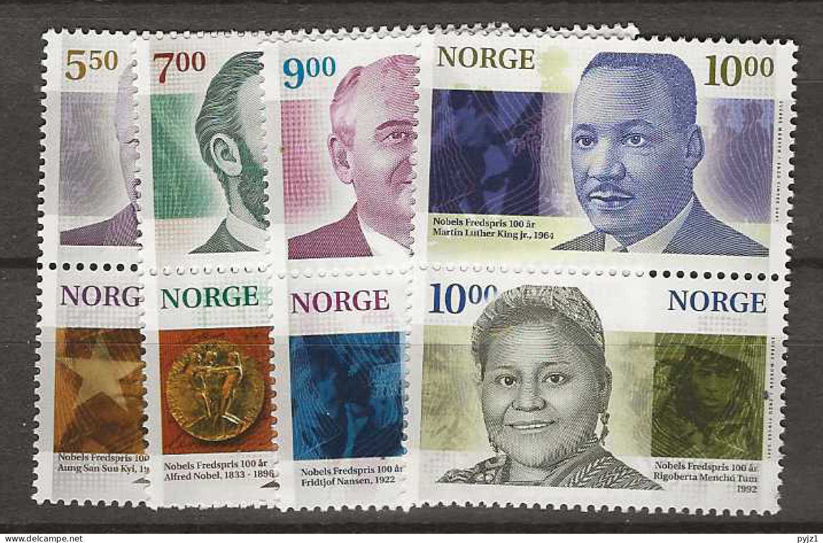 2001 MNH Norway Mi 1401-08 (pairs) Postfris** - Unused Stamps
