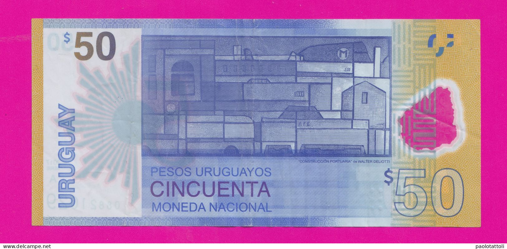 Uruguay, 2017- 50 Pesos Uruguayos. 50th Anniversary Creation Central Bank Of Uruguay- Obverse Denomination. - Uruguay