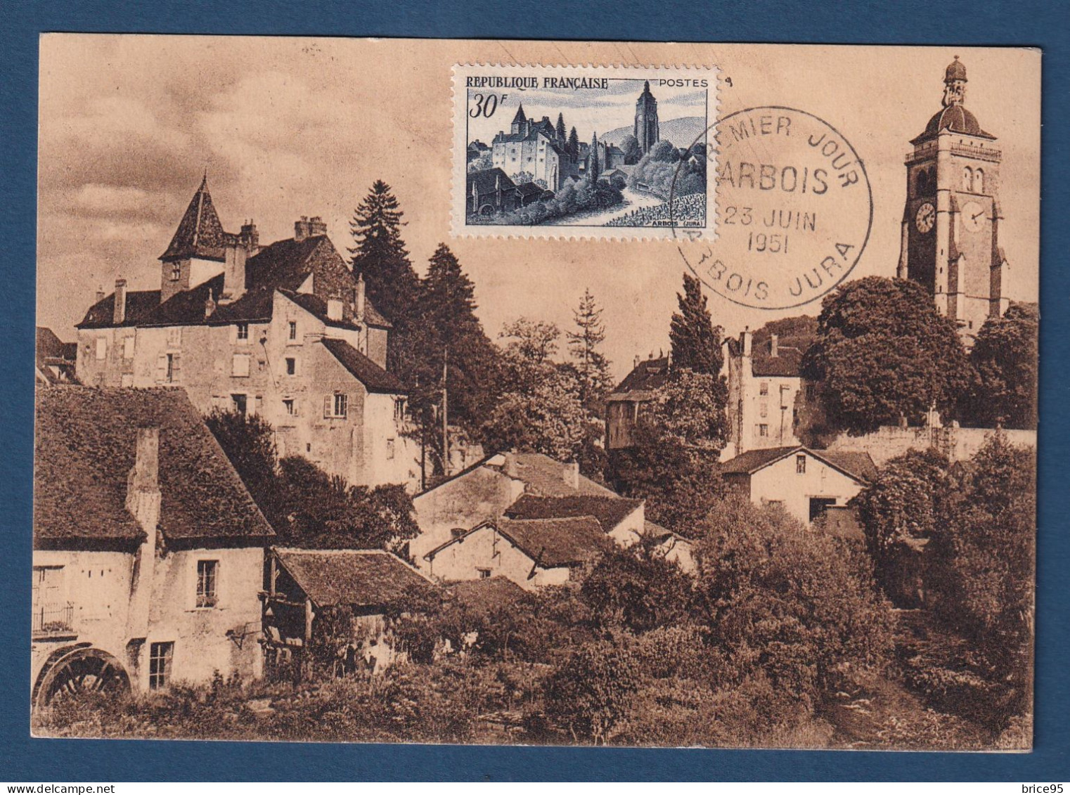 France - FDC - Premier Jour - Carte Maximum - Arbois - 1951 - 1950-1959