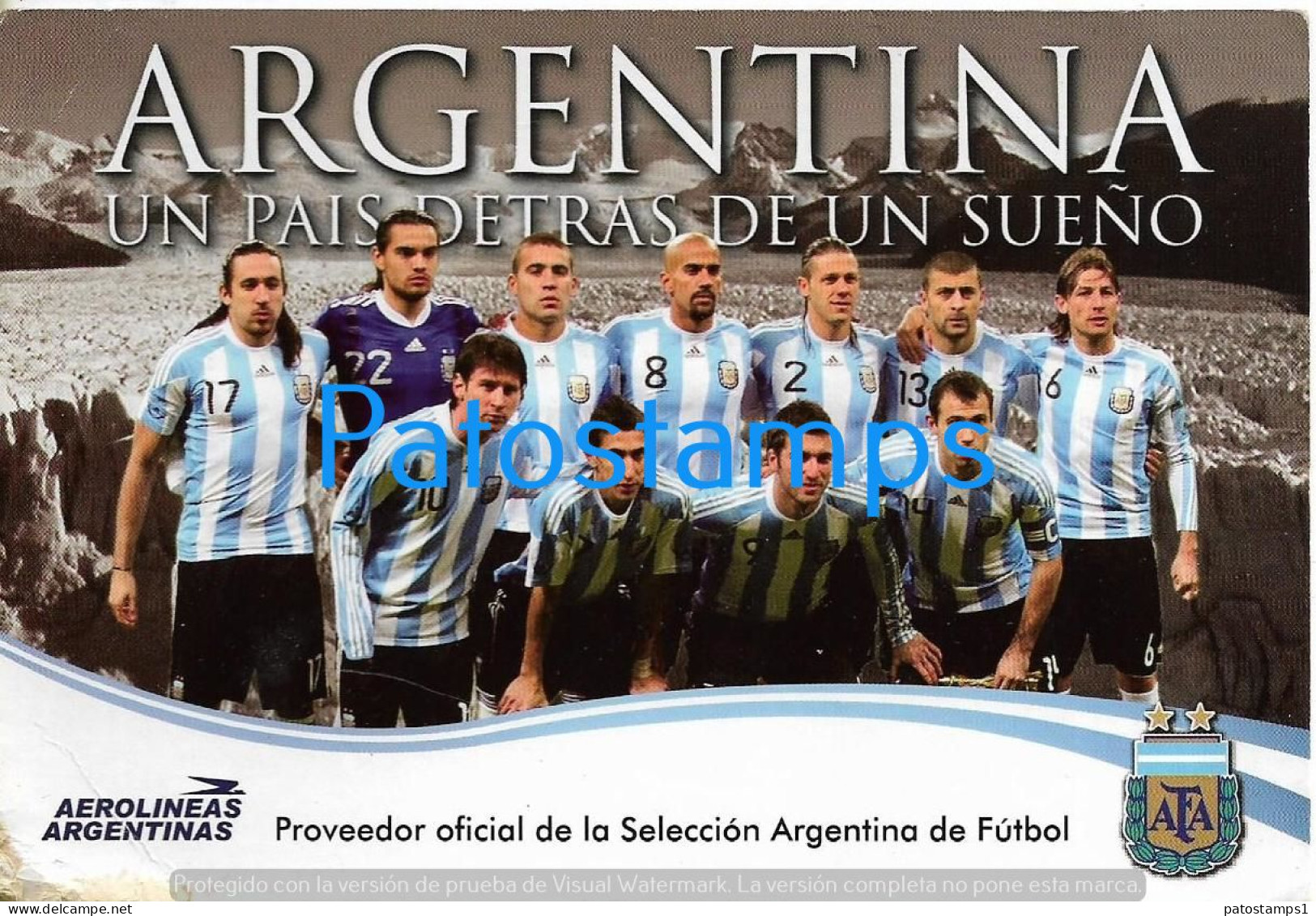 228244 ARGENTINA SPORTS SOCCER FUTBOL SELECCION ARGENTINA & AVIATION AEROLINEAS ARGENTINAS NO POSTAL POSTCARD - Argentine