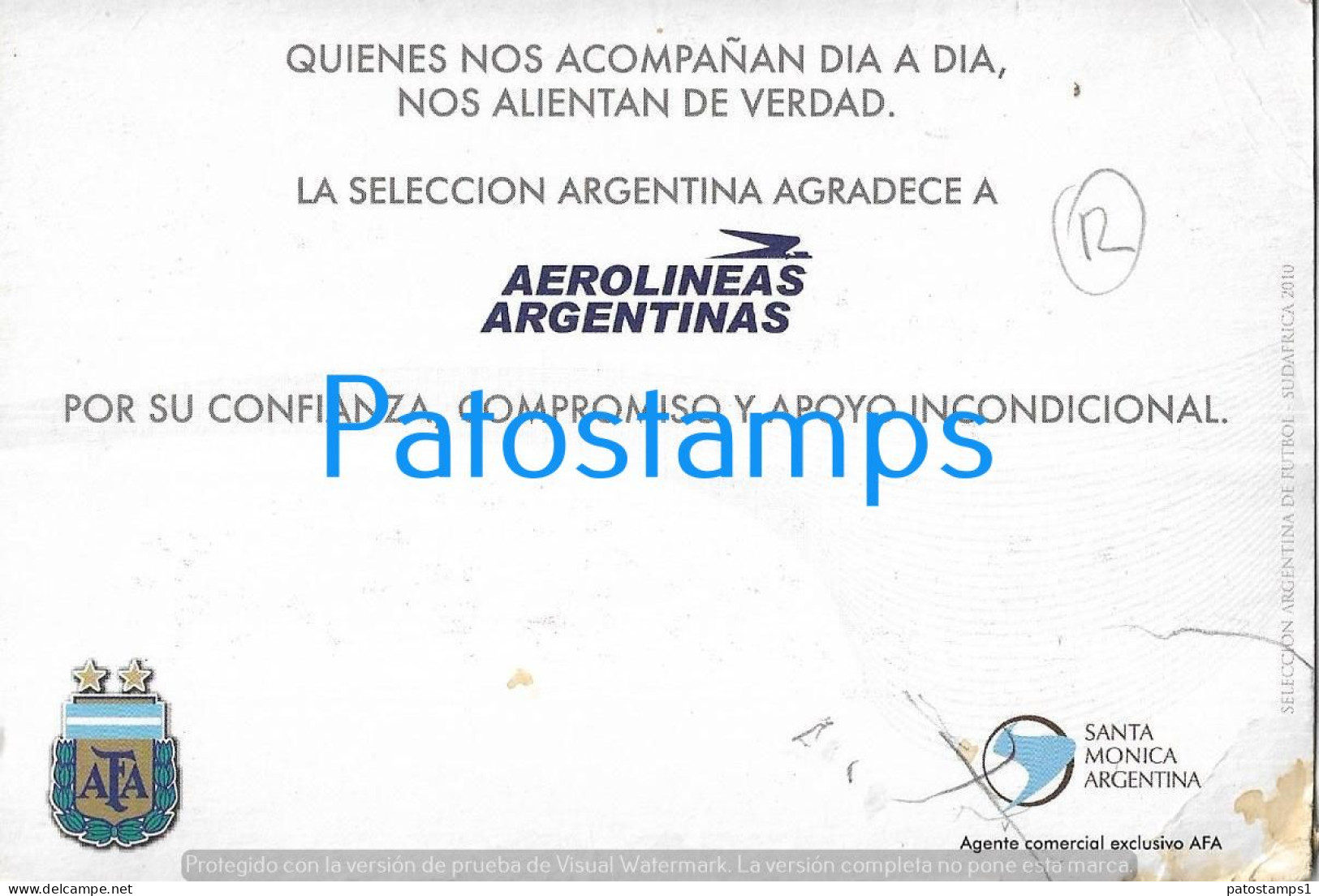 228244 ARGENTINA SPORTS SOCCER FUTBOL SELECCION ARGENTINA & AVIATION AEROLINEAS ARGENTINAS NO POSTAL POSTCARD - Argentina